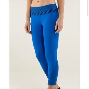 Lululemon Run Inspire Crop II Leggings Blue Black Size 10